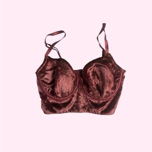 Sparkly Velvet Bustier In Burgundy